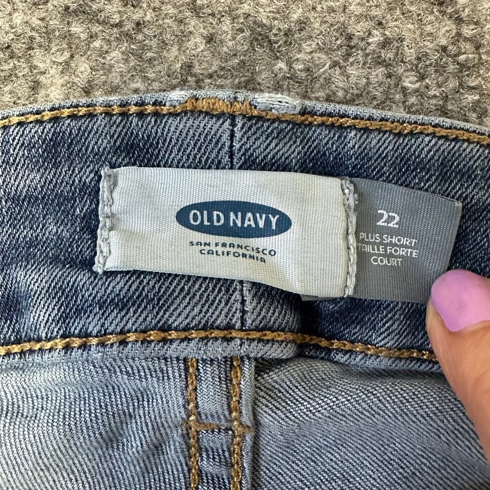 Old Navy Jeans Womens Size 22 Blue Plus Short Distressed Straight Leg Denim
